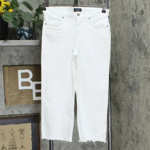 NYDJ Women's Wide Leg Fray Hem Capri Jeans Optic White 0