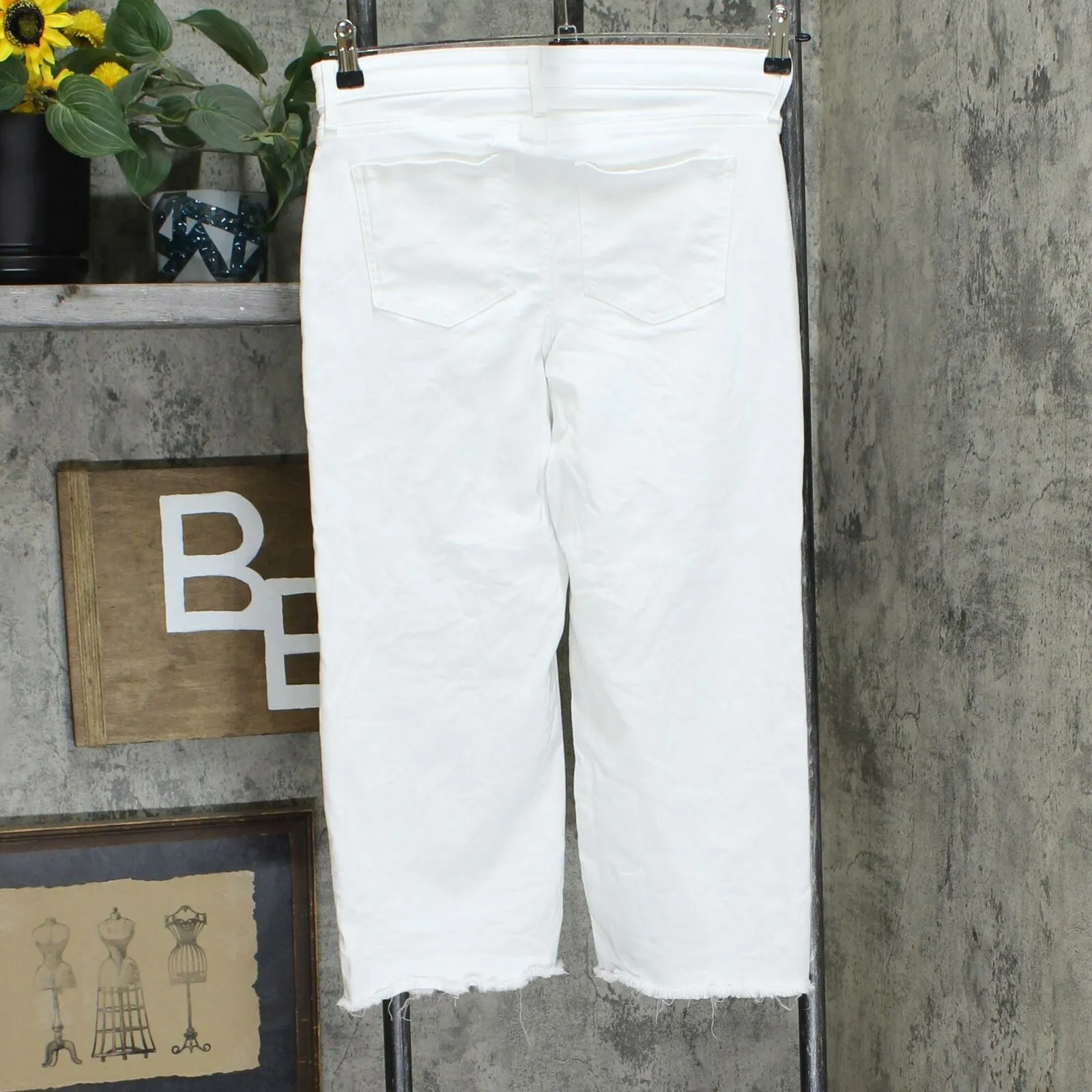 NYDJ Women's Wide Leg Fray Hem Capri Jeans Optic White 0