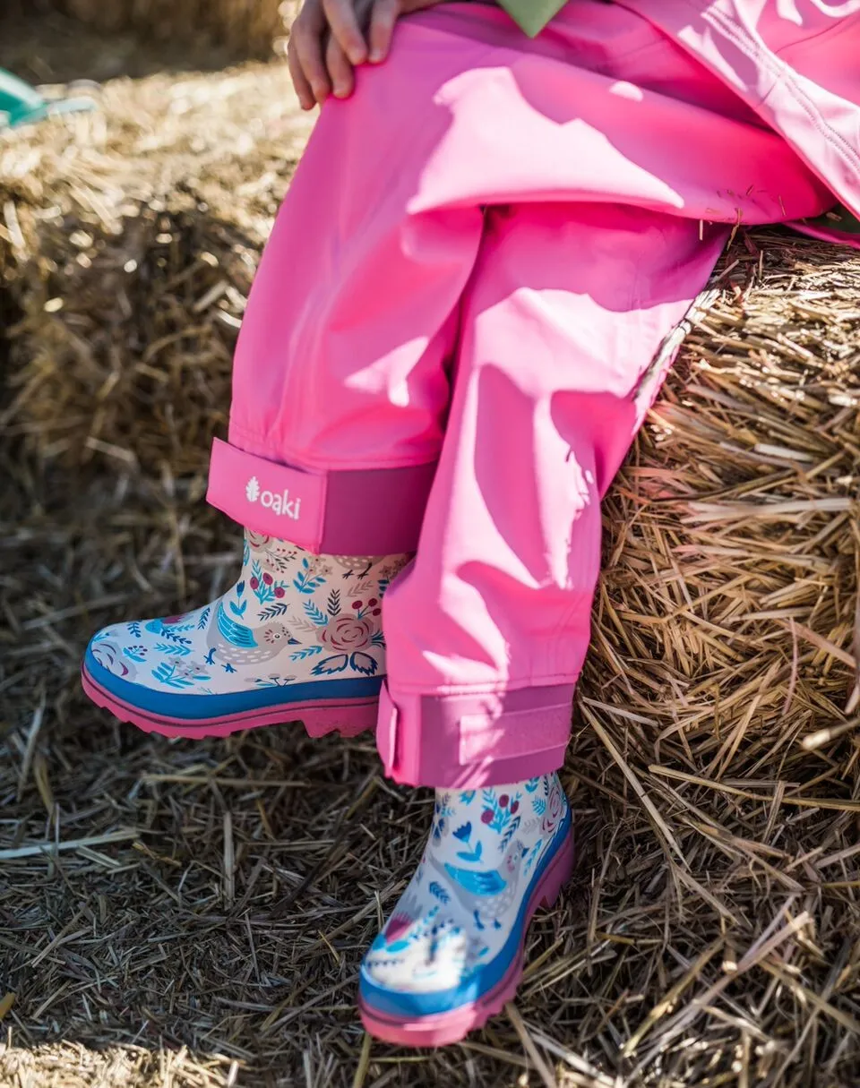 Oakiwear Kids Waterproof Rain Pants Boys Girls, Hot Pink