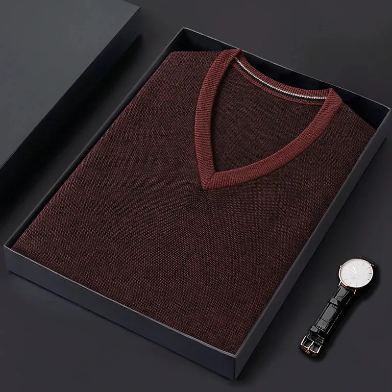 Obsidian Phoenix Luxury 100% Wool Sweater Vest - High-End Soft Warm Men’s Sleeveless V-Neck Pullover in Sizes Up to 8XL