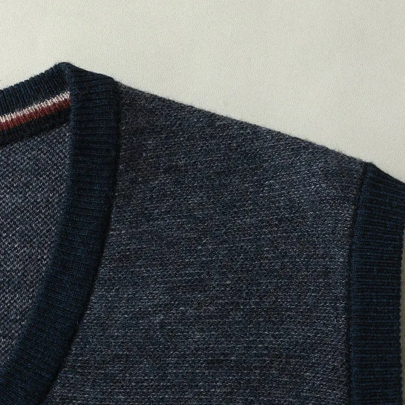 Obsidian Phoenix Luxury 100% Wool Sweater Vest - High-End Soft Warm Men’s Sleeveless V-Neck Pullover in Sizes Up to 8XL