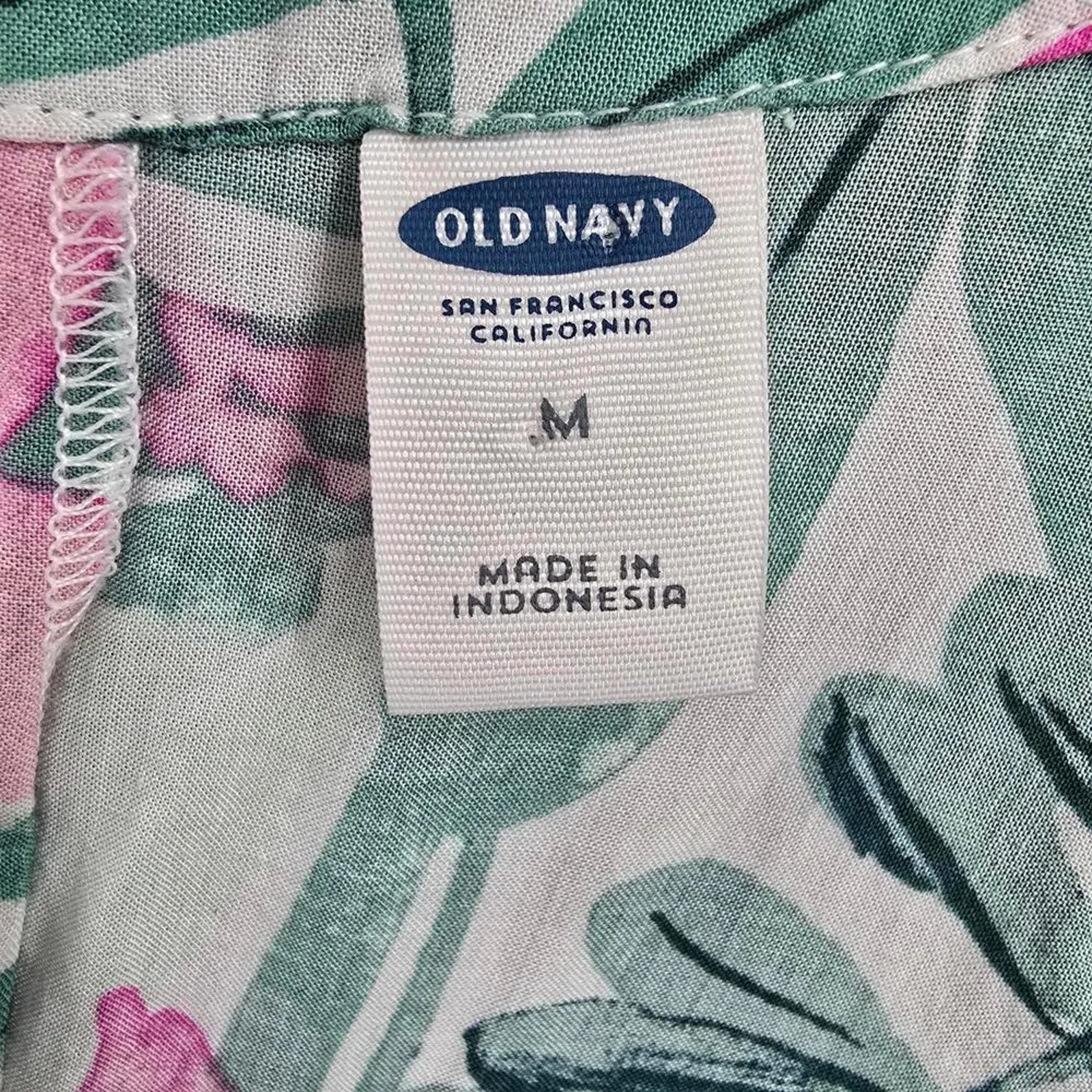 Old Navy Floral Sleeveless Green Pink High Low Tropical Tunic Top Shirt Medium