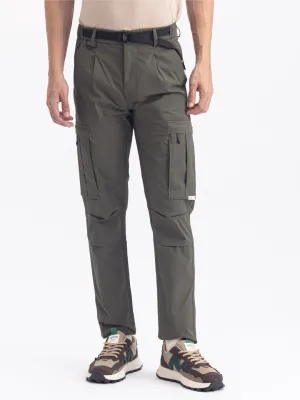 Olive Plain Cargo Pants