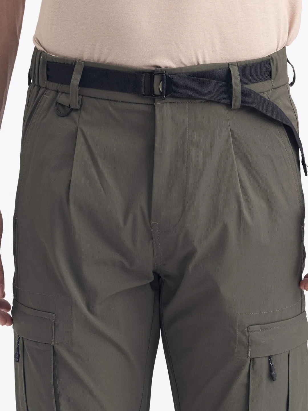 Olive Plain Cargo Pants