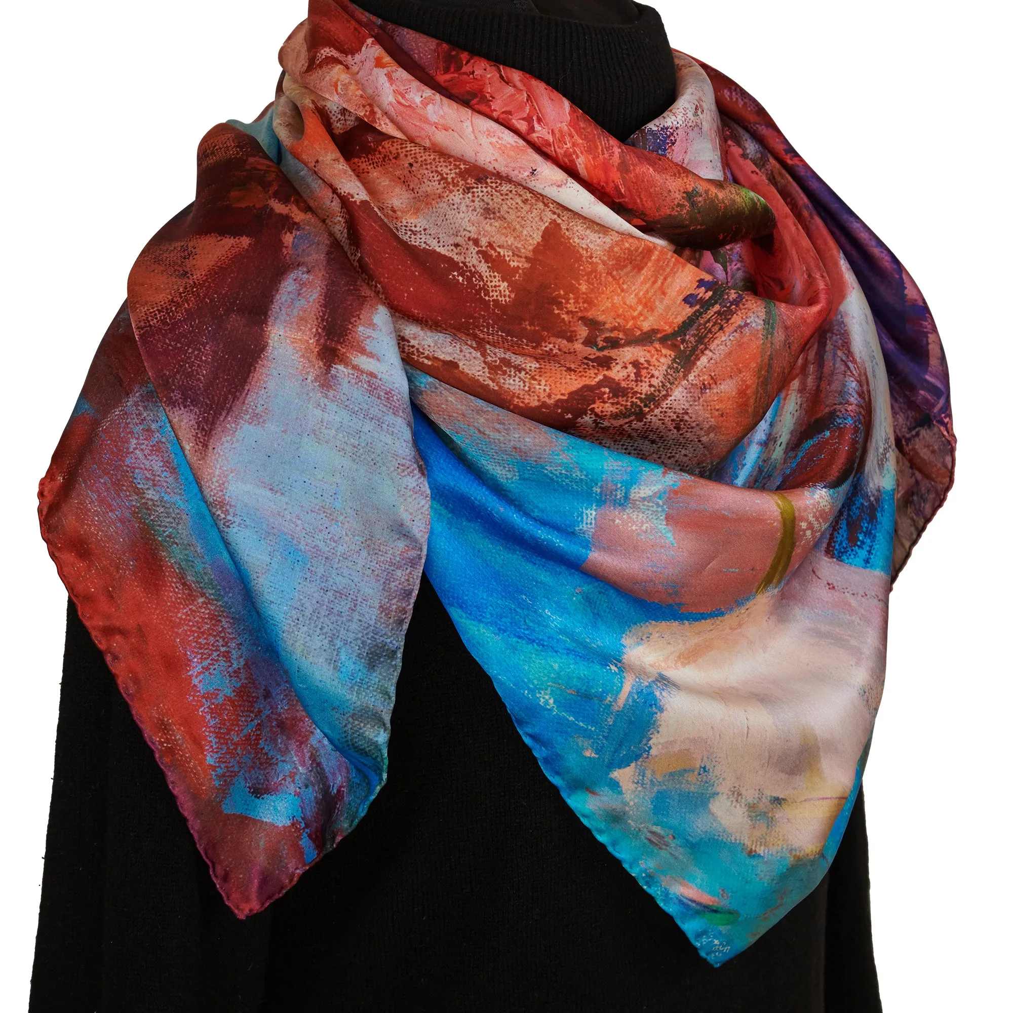 Orange Bouquet, 43-inch Square Italian Silk Scarf