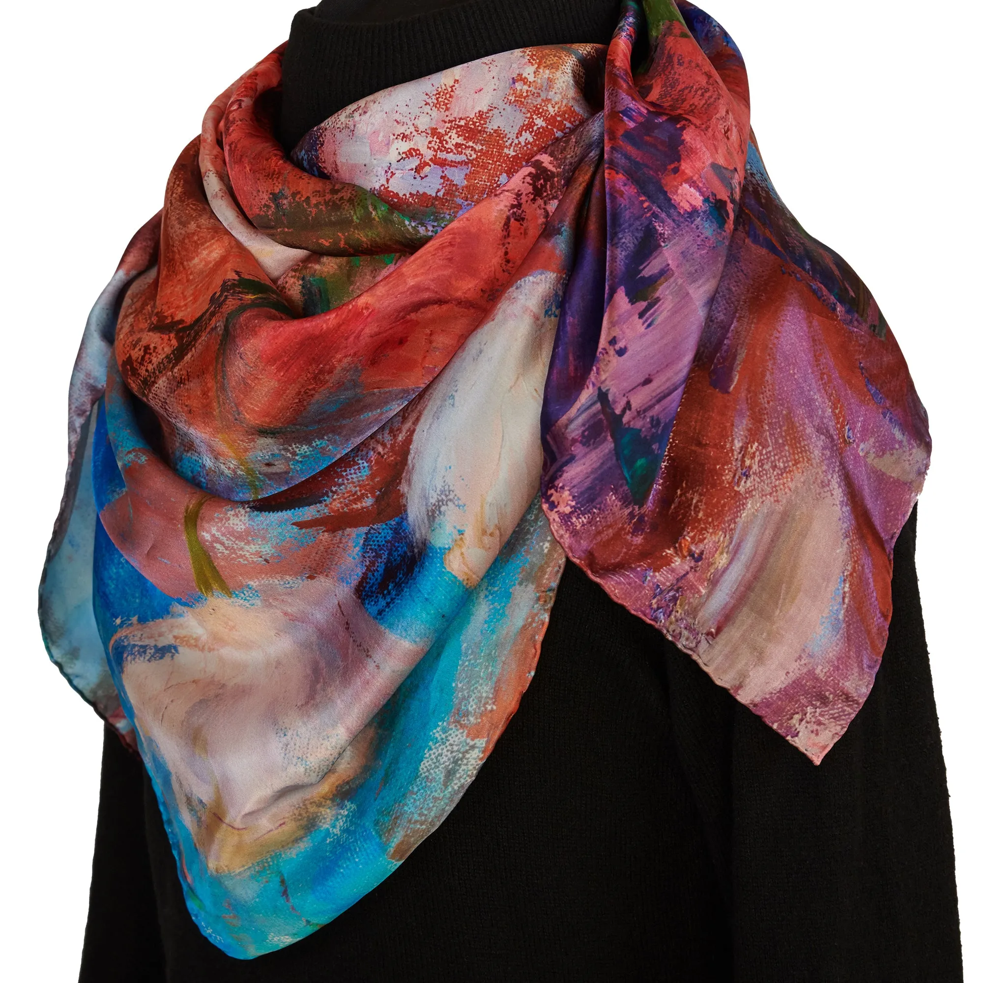 Orange Bouquet, 43-inch Square Italian Silk Scarf