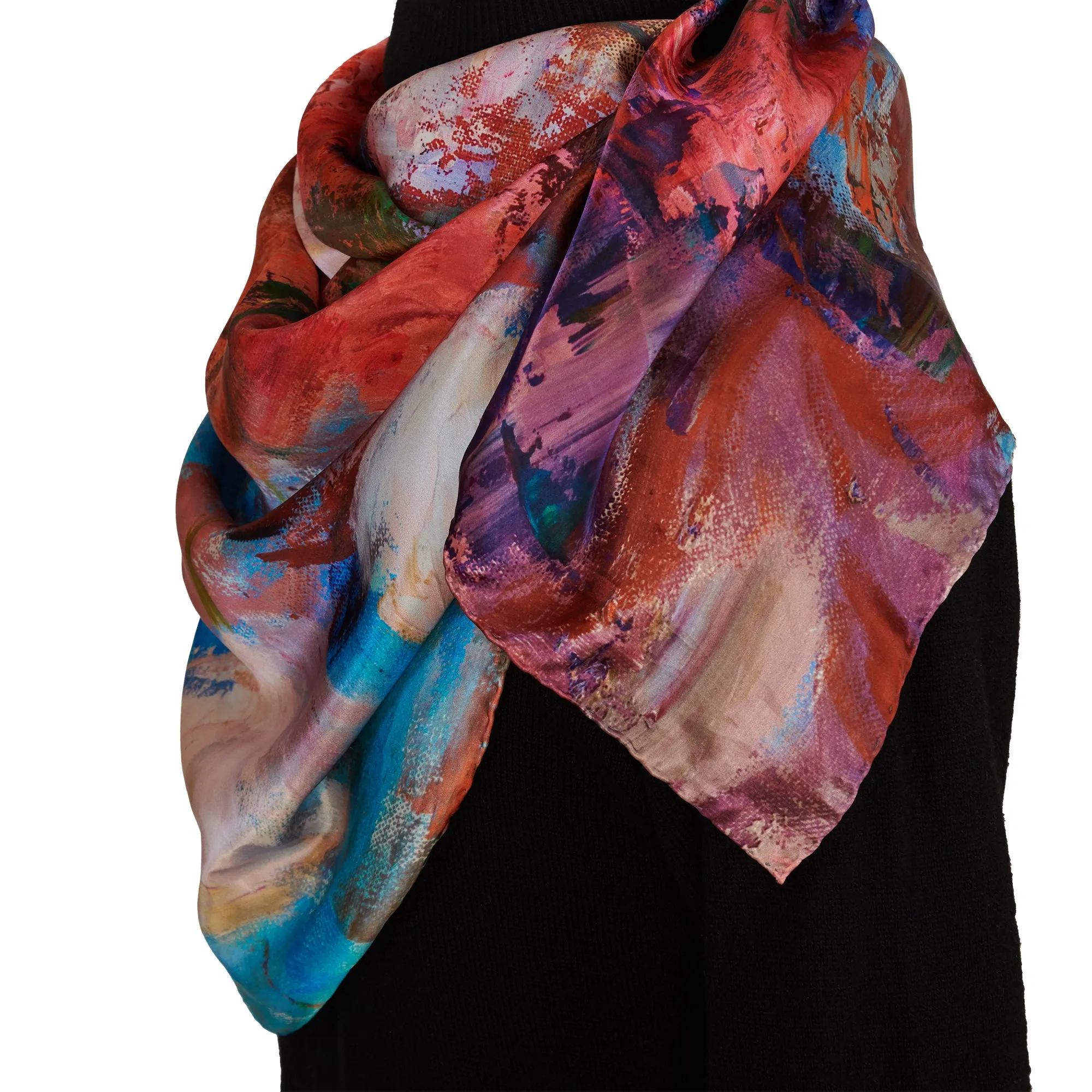 Orange Bouquet, 43-inch Square Italian Silk Scarf