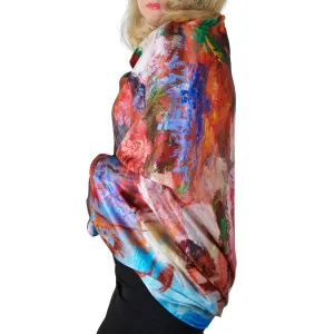 Orange Bouquet, 43-inch Square Italian Silk Scarf