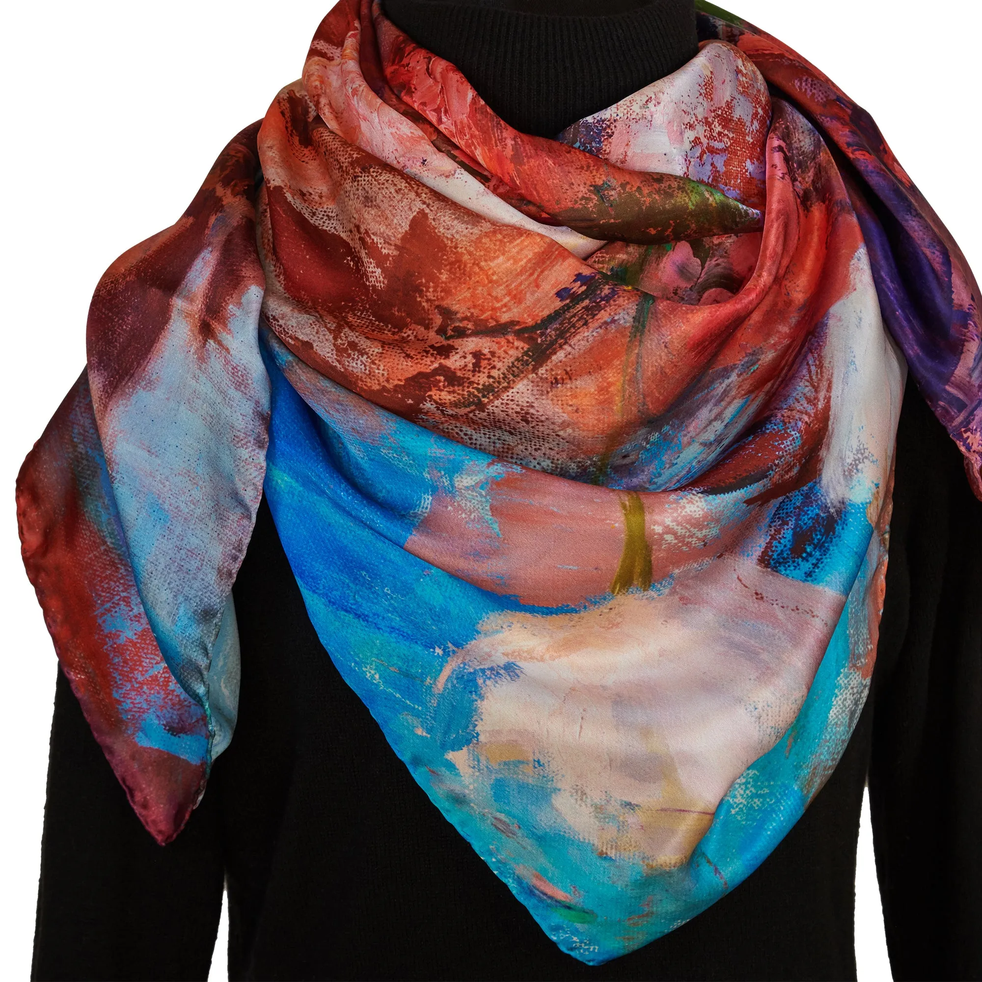 Orange Bouquet, 43-inch Square Italian Silk Scarf