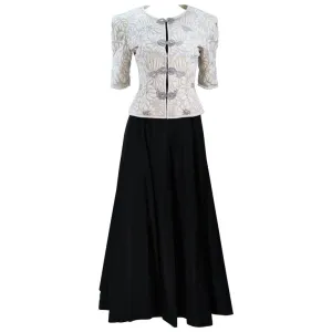 OSCAR DE LA RENTA  Black Satin Gown and Jacket Size 8