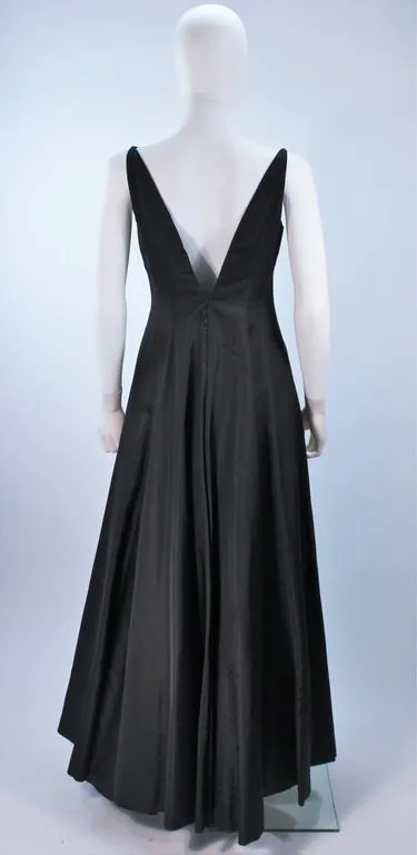 OSCAR DE LA RENTA  Black Satin Gown and Jacket Size 8