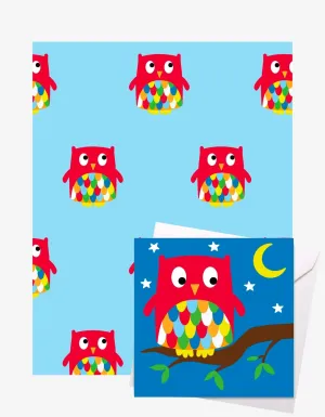 Owl Gift Wrap   Personalised Card Bundle