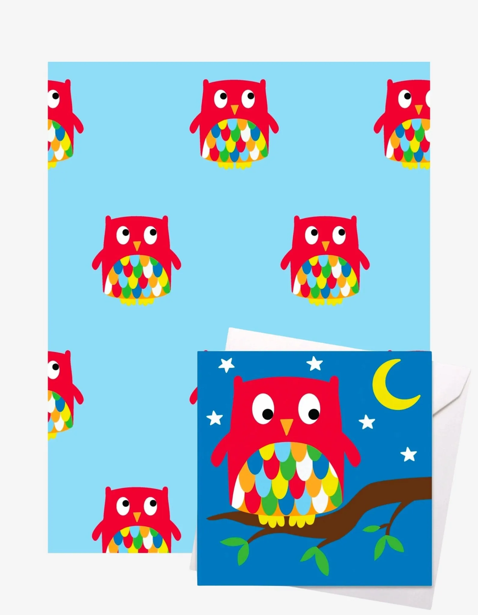 Owl Gift Wrap   Personalised Card Bundle