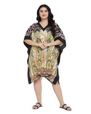 Paisley Printed Black  Plus Size Polyester Tunic Top For Women