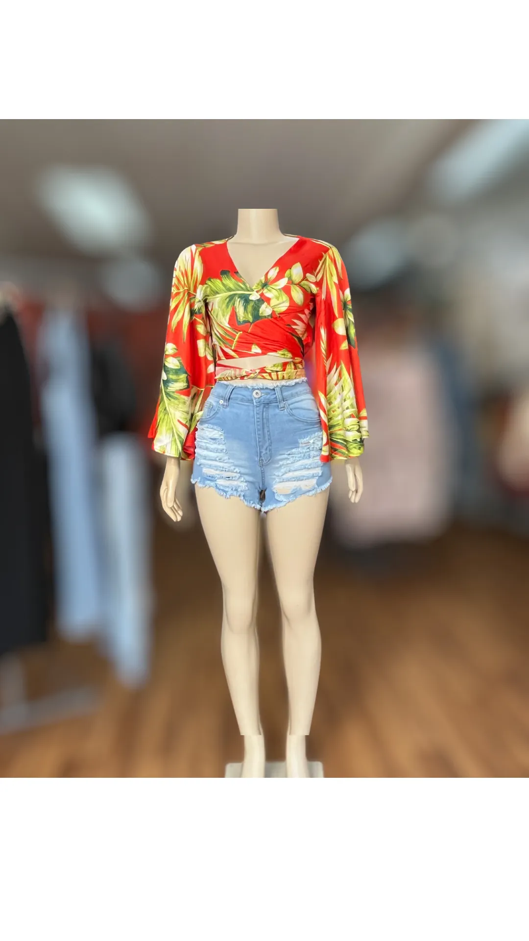 Palm Tree Cutie Wrap Blouse