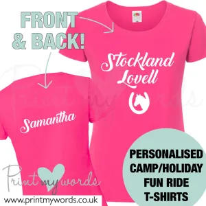 Personalised Fun Equestrian T-Shirt Camp Holiday Fun Ride - Horse Head & Shoe Design