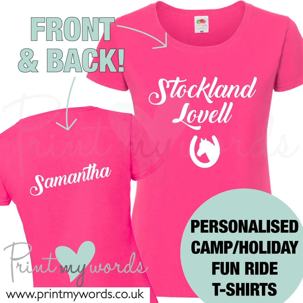 Personalised Fun Equestrian T-Shirt Camp Holiday Fun Ride - Horse Head & Shoe Design