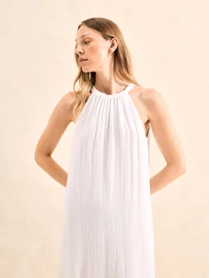 Petite White Broderie Hem Cheesecloth Maxi Dress