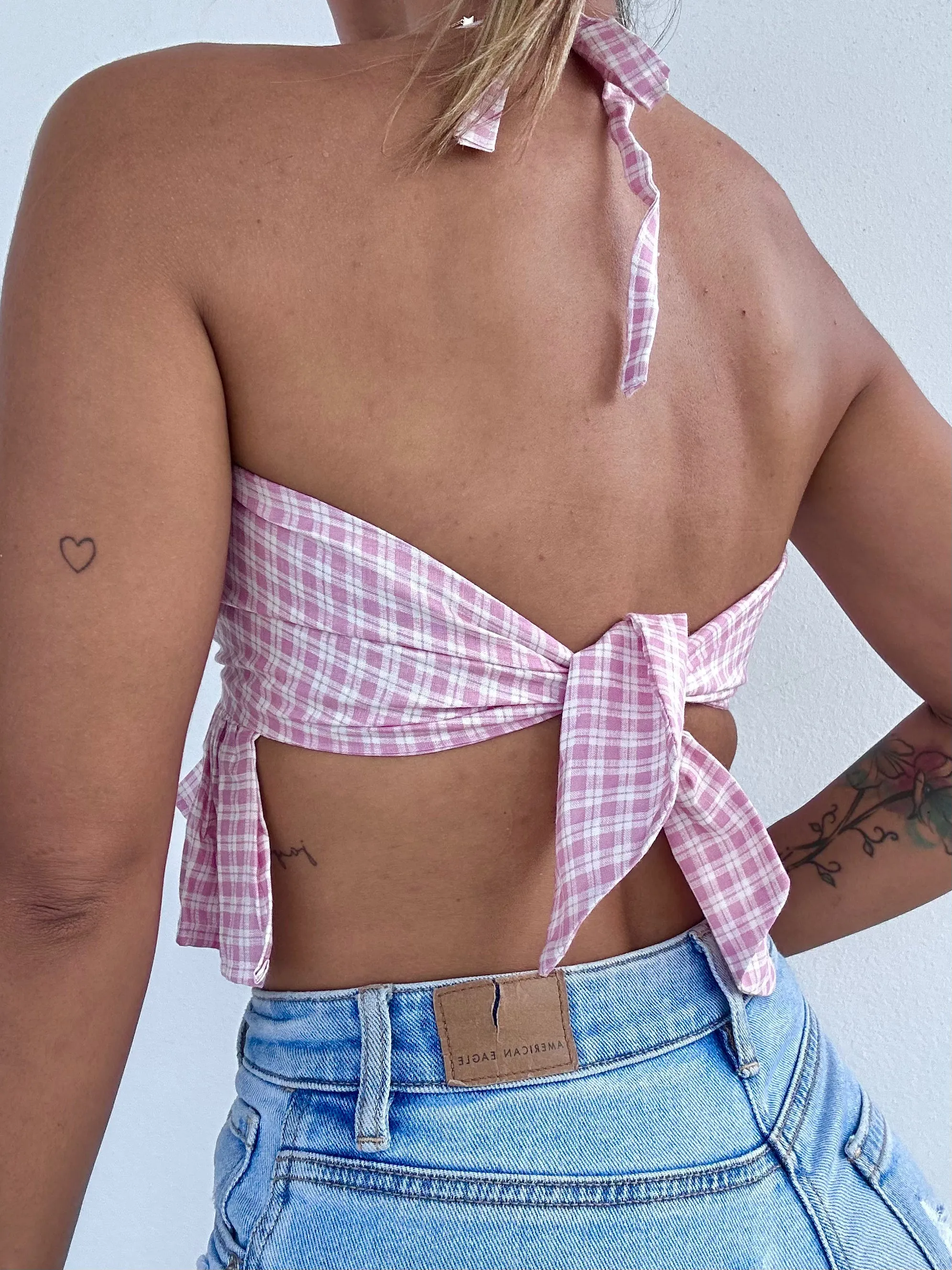 Pink Gingham Mini Top