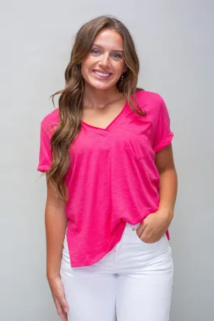 Pink Zoie Vneck SS Top