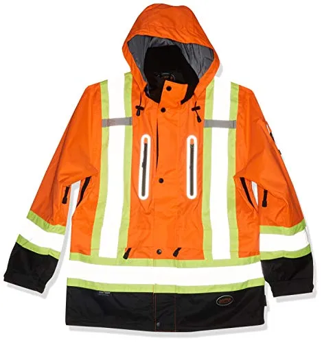 Pioneer V1130150 Premium Hi-Viz Waterproof Safety Jacket with Cell Phone Pocket