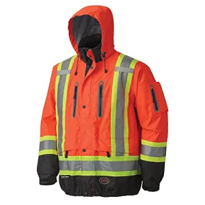 Pioneer V1130150 Premium Hi-Viz Waterproof Safety Jacket with Cell Phone Pocket