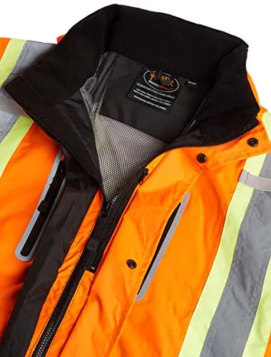 Pioneer V1130150 Premium Hi-Viz Waterproof Safety Jacket with Cell Phone Pocket