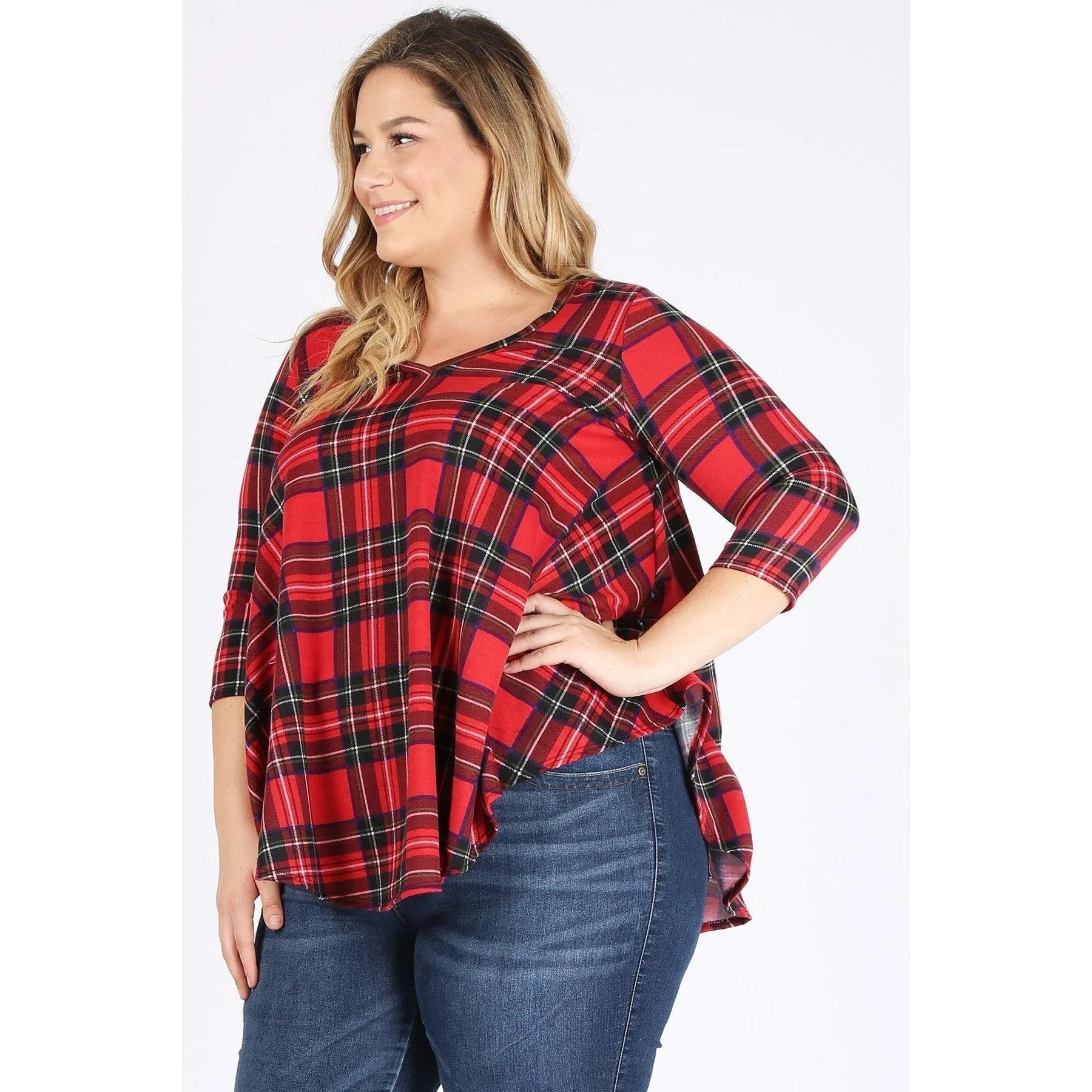 Plaid Print Tunic Top