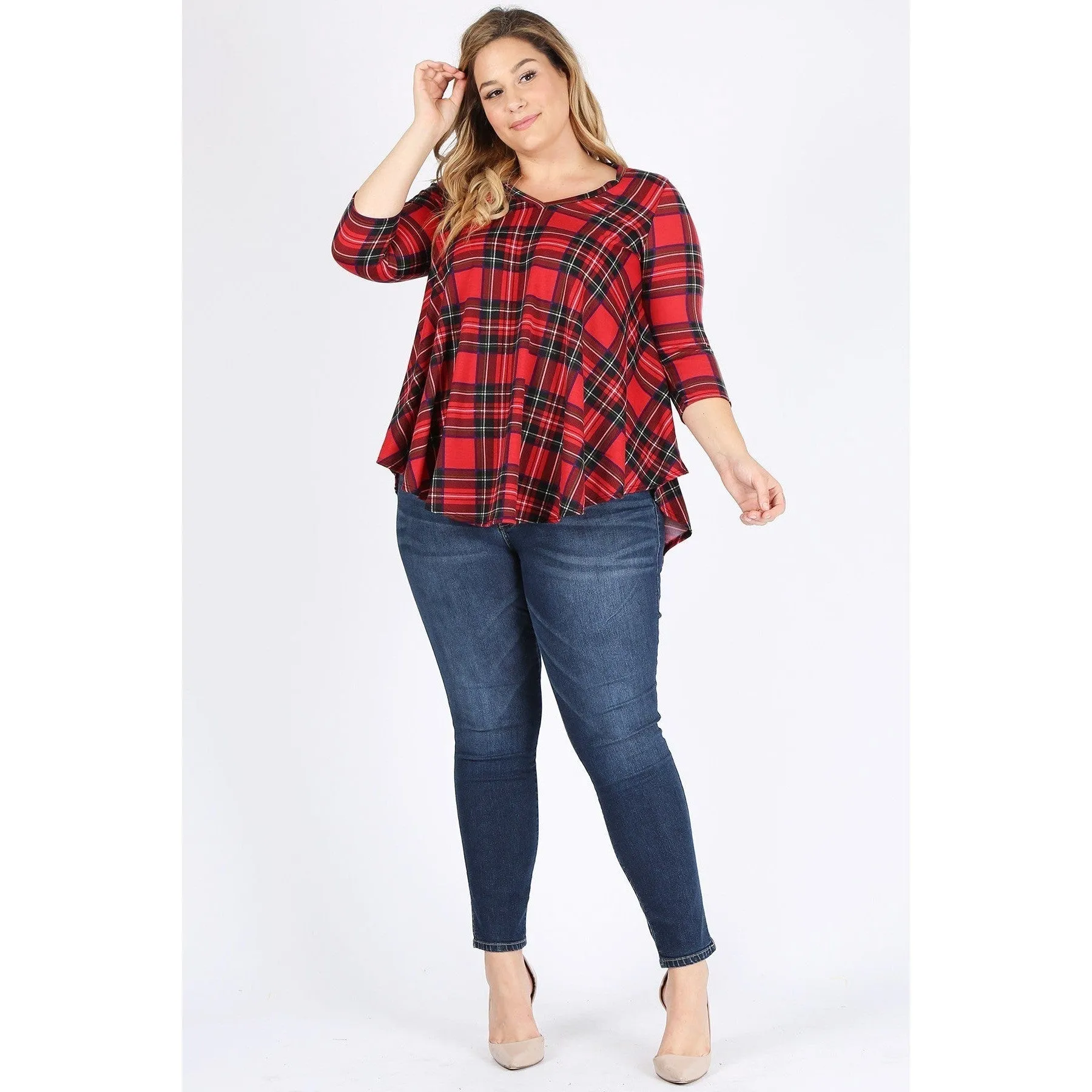 Plaid Print Tunic Top