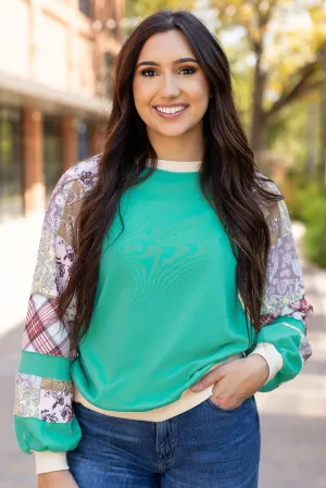 Plaid Vintage Paisley Raglan Top