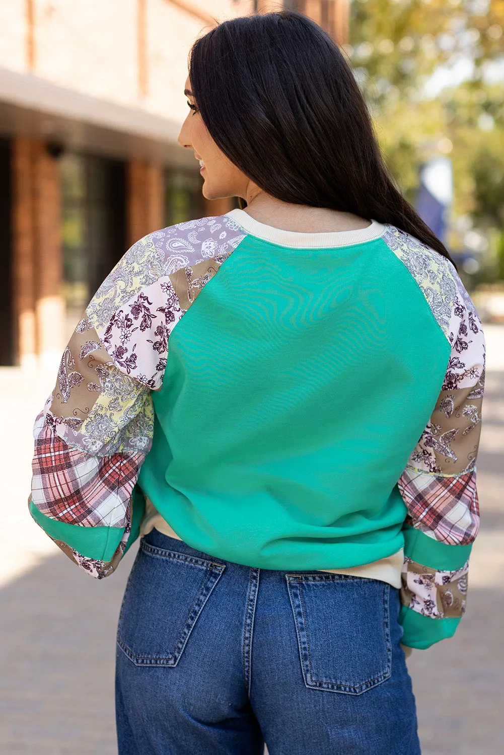 Plaid Vintage Paisley Raglan Top
