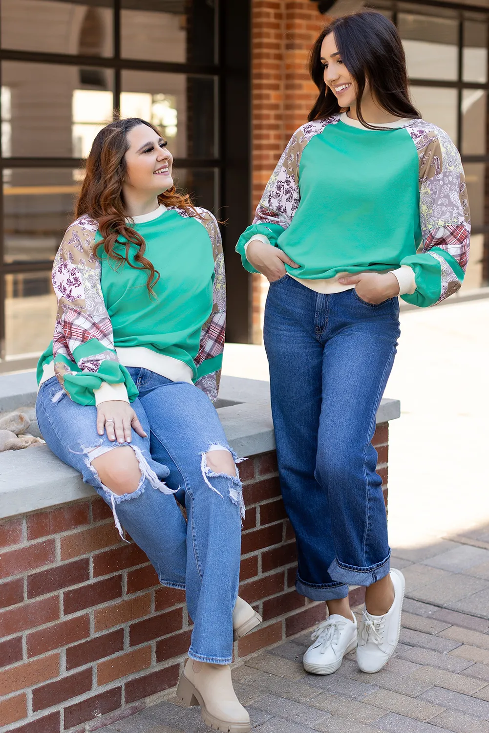 Plaid Vintage Paisley Raglan Top