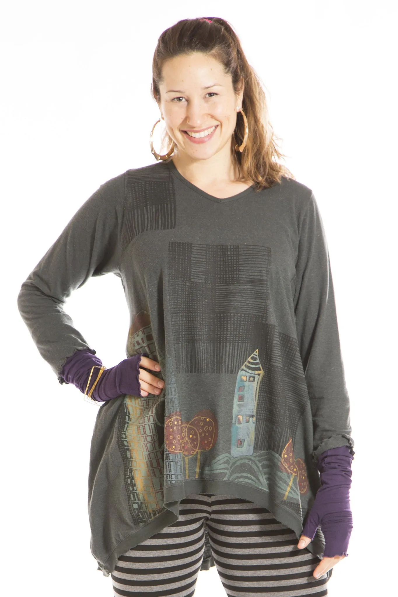 Planetary Tunic Printed-Blue Fish Clothing