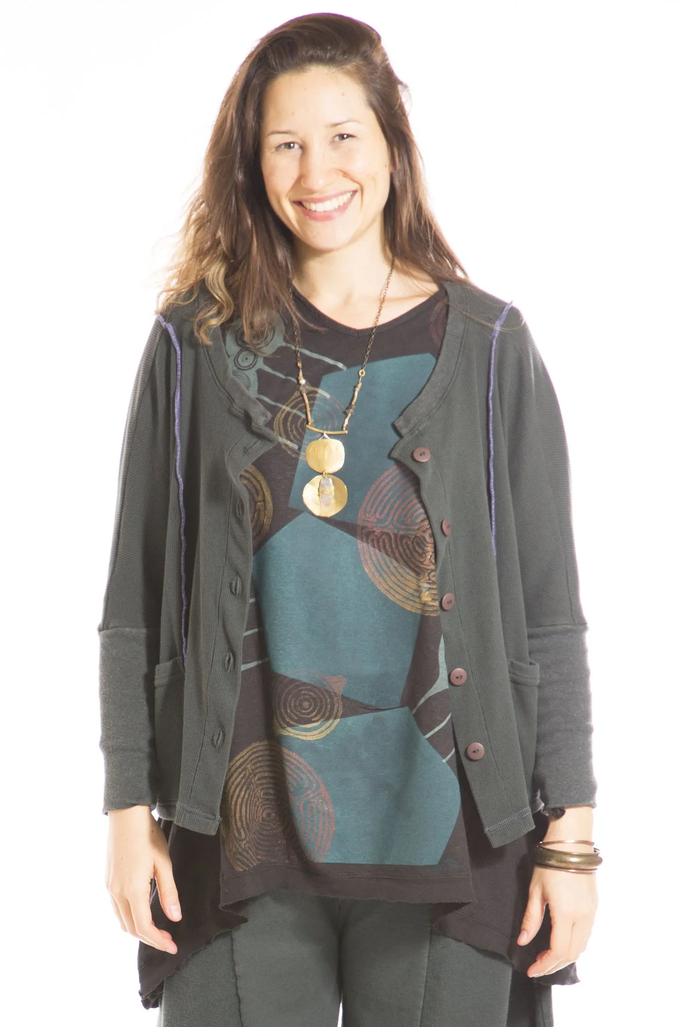 Planetary Tunic Printed-Blue Fish Clothing