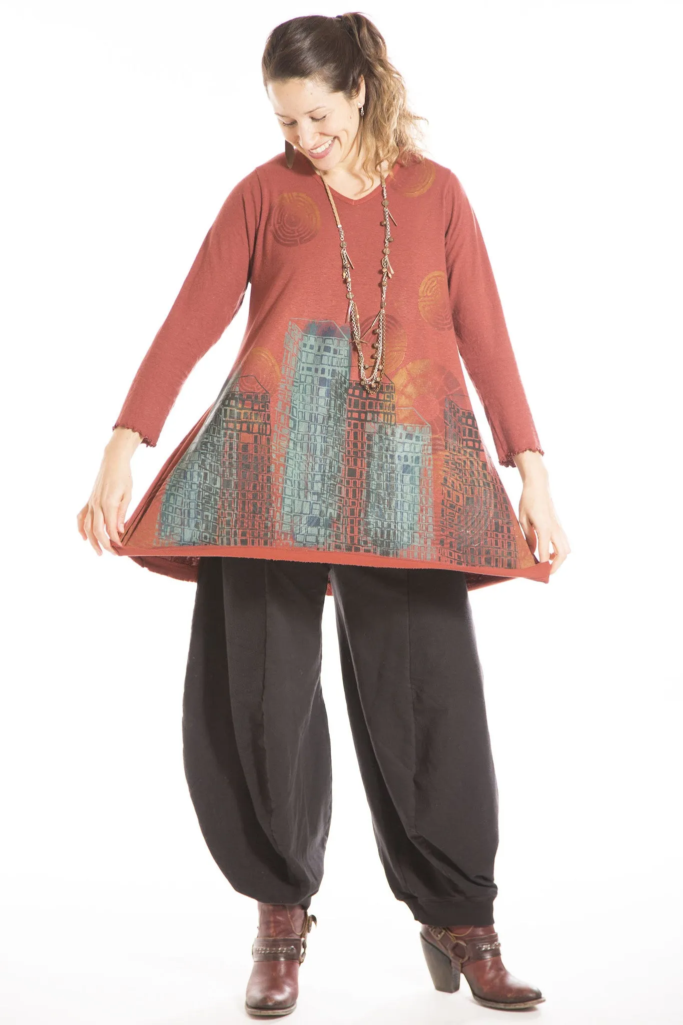 Planetary Tunic Printed-Blue Fish Clothing