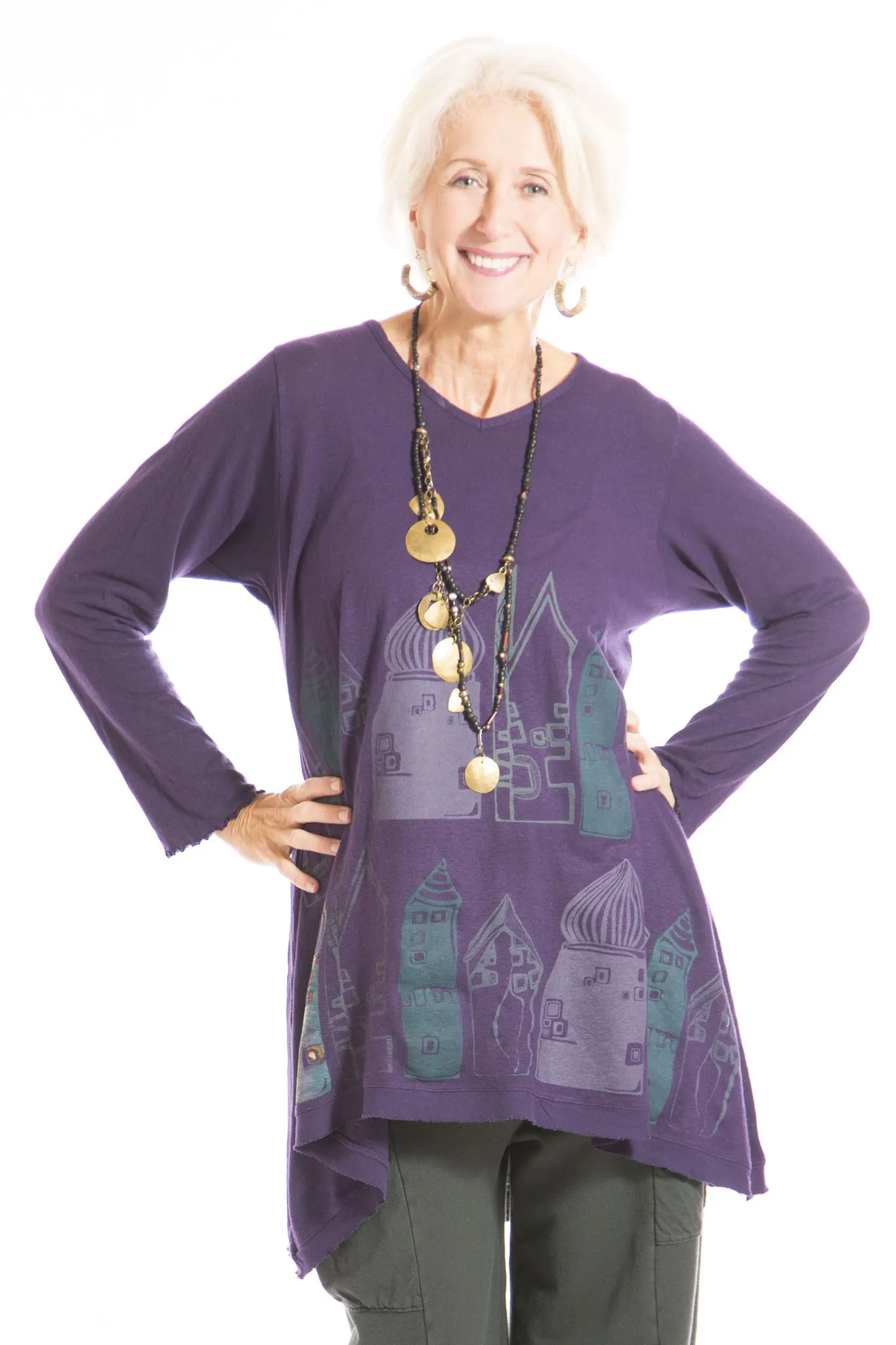 Planetary Tunic Printed-Blue Fish Clothing