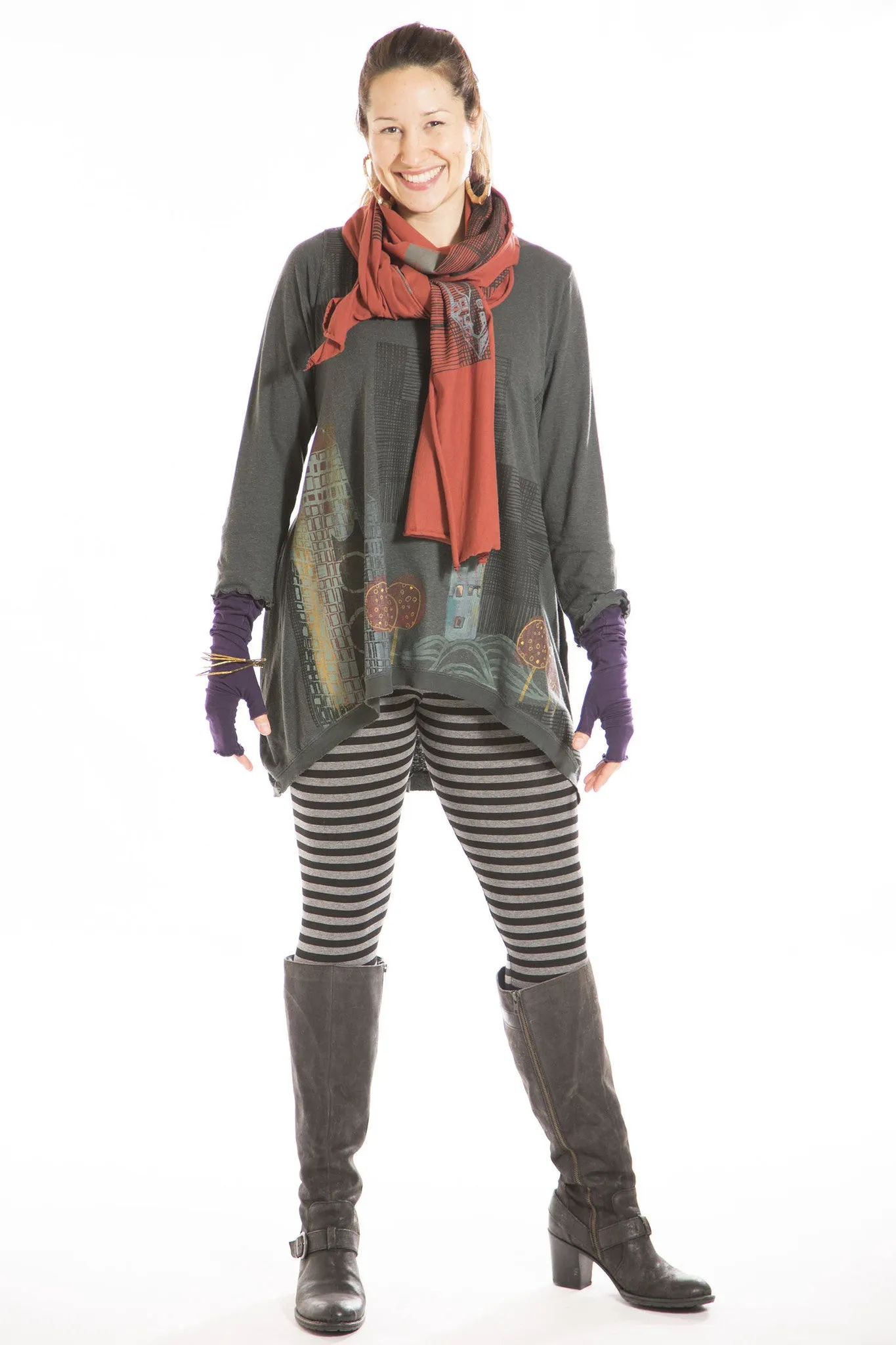Planetary Tunic Printed-Blue Fish Clothing