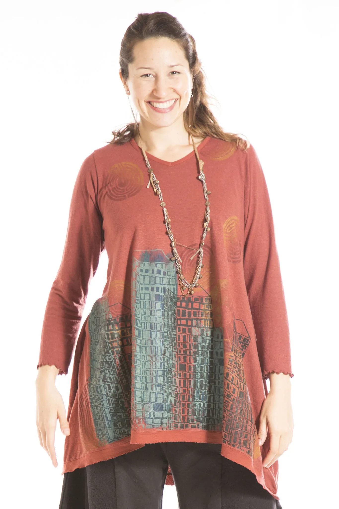 Planetary Tunic Printed-Blue Fish Clothing