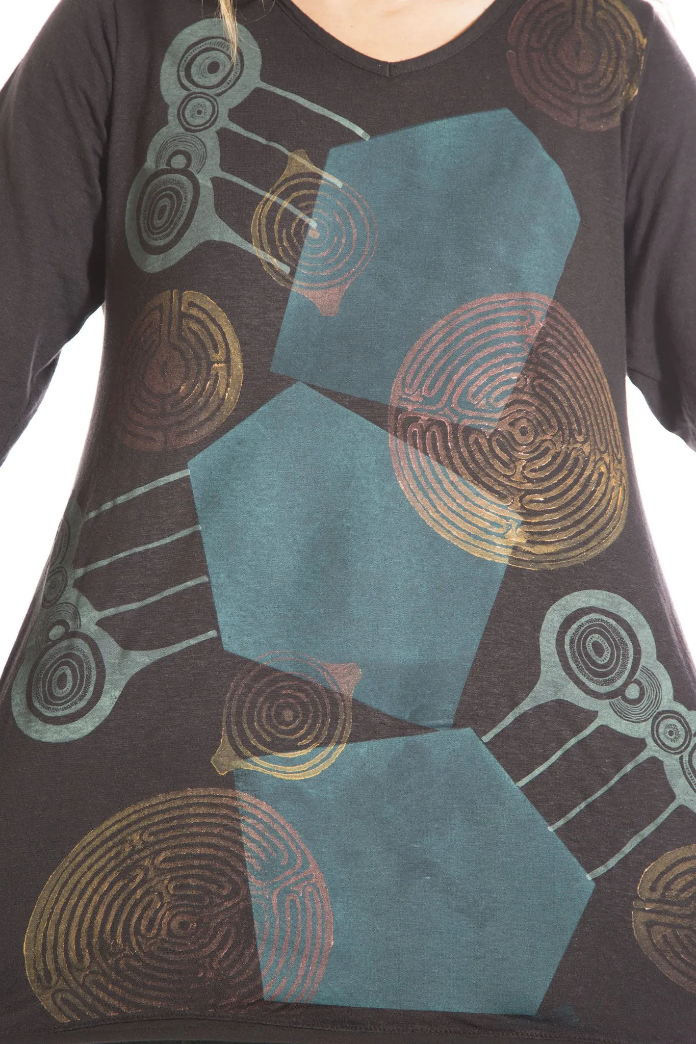 Planetary Tunic Printed-Blue Fish Clothing