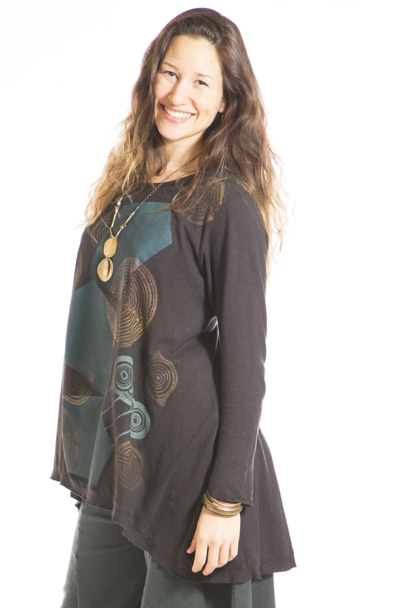 Planetary Tunic Printed-Blue Fish Clothing