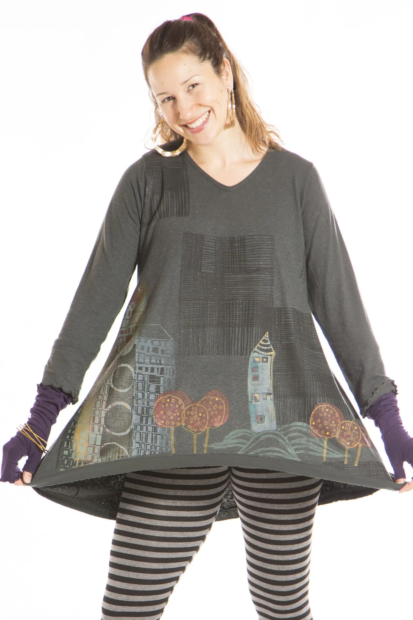 Planetary Tunic Printed-Blue Fish Clothing