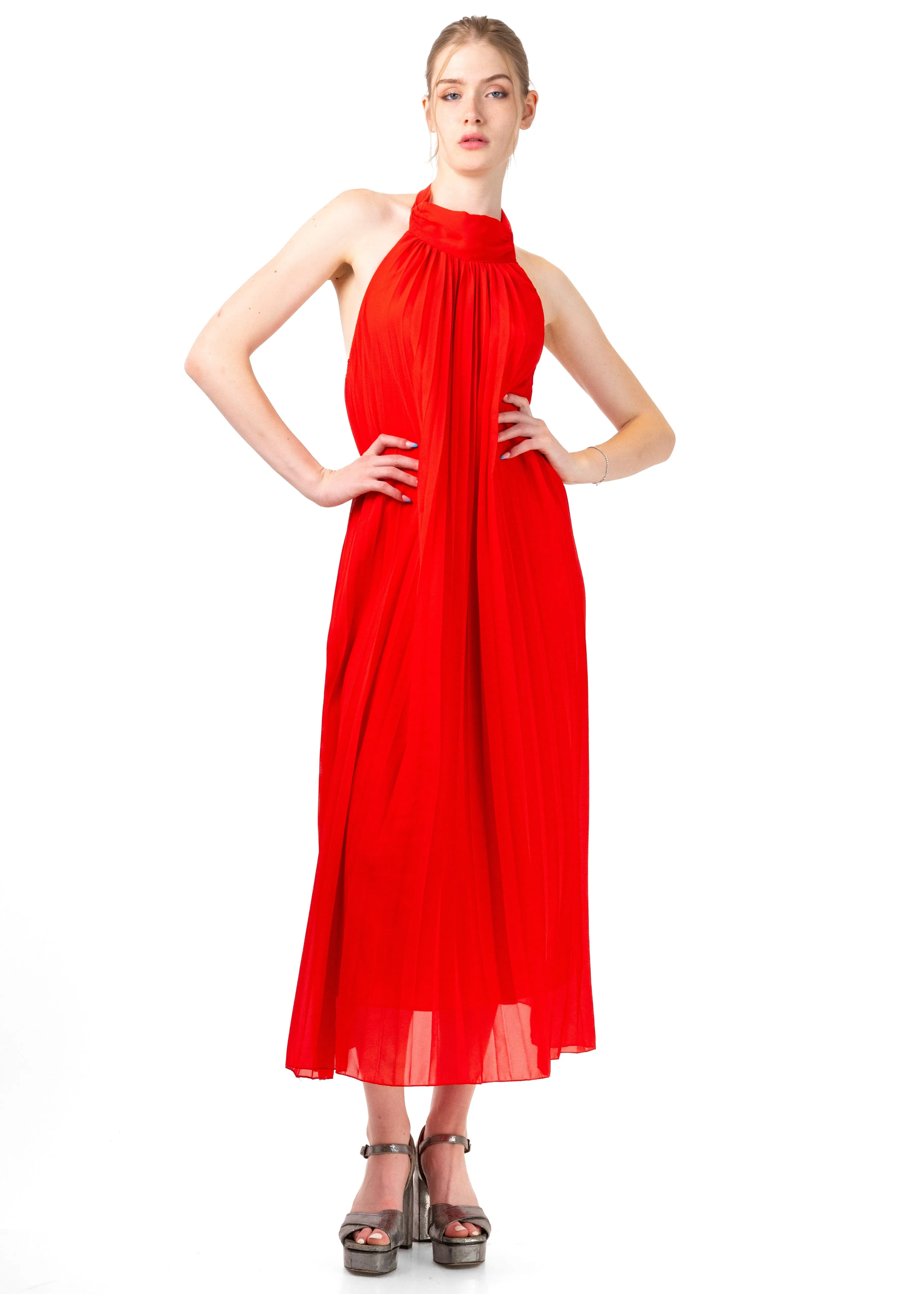 Pleated Halter Dress