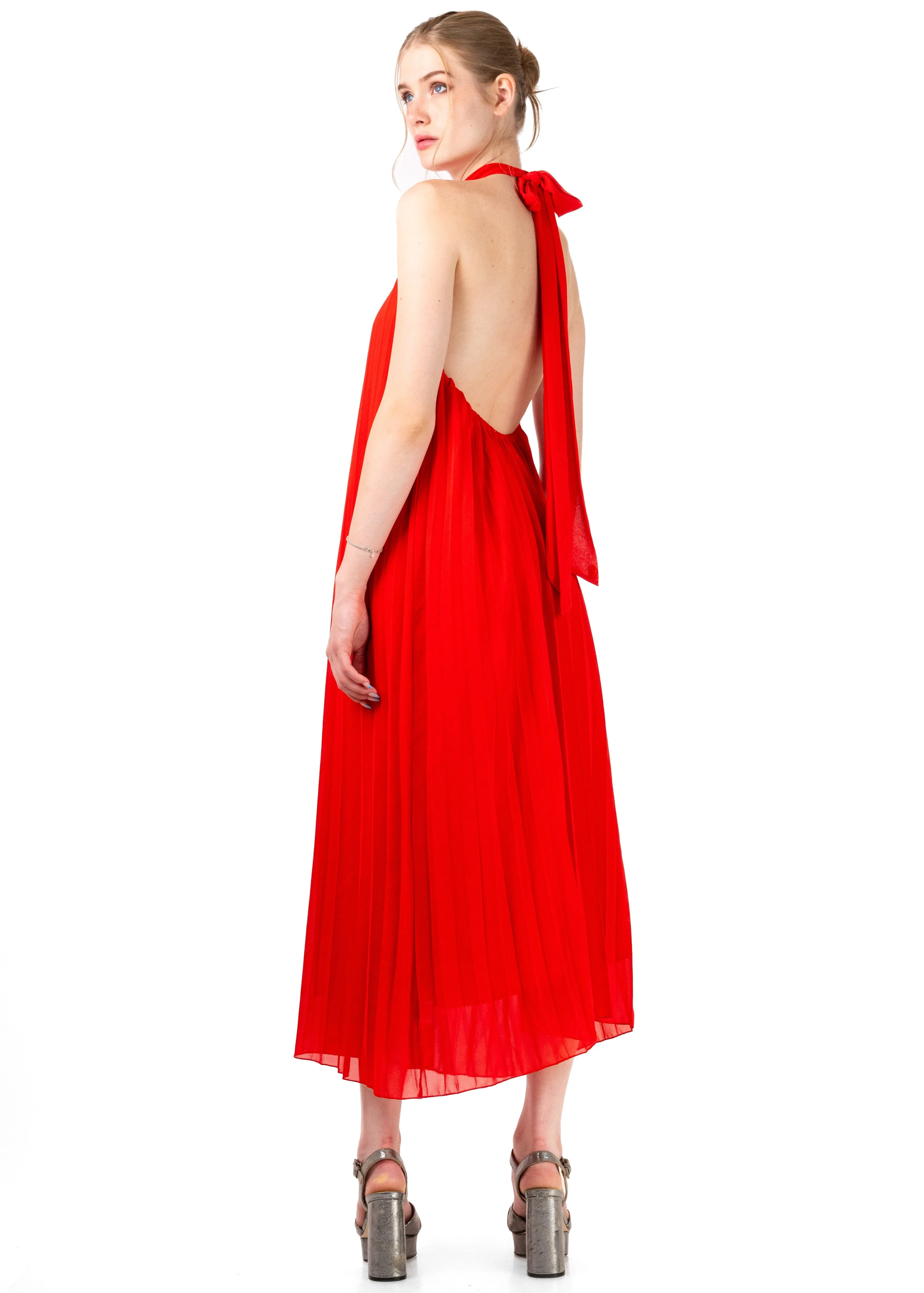 Pleated Halter Dress