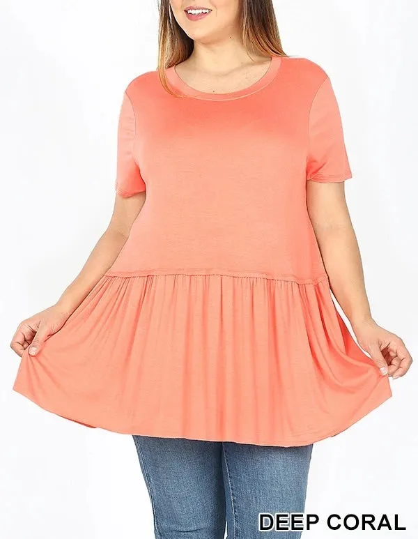 Plus Ash Mint Flowy Ruffle Bottom Tunic Tops