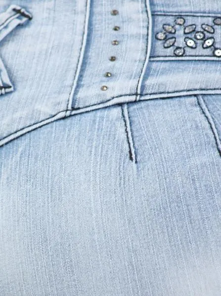 Plus Size Booty Lifter Rhinestone Capri Denim Jeans