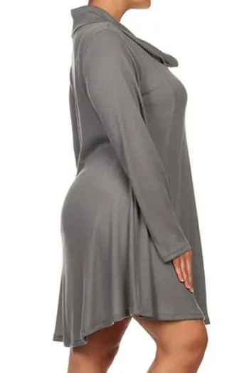 Plus Size Cowl Neck Sweater Knit Tunic Dress