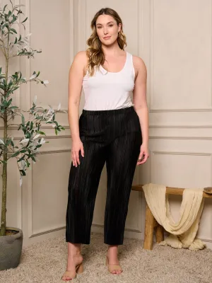 PLUS SIZE ELASTIC WAIST RIBBED PANTS