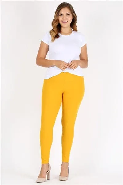 Plus Size High Waist Brushed Legging Pants Yellow - Pack of 6