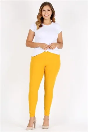Plus Size High Waist Brushed Legging Pants Yellow - Pack of 6