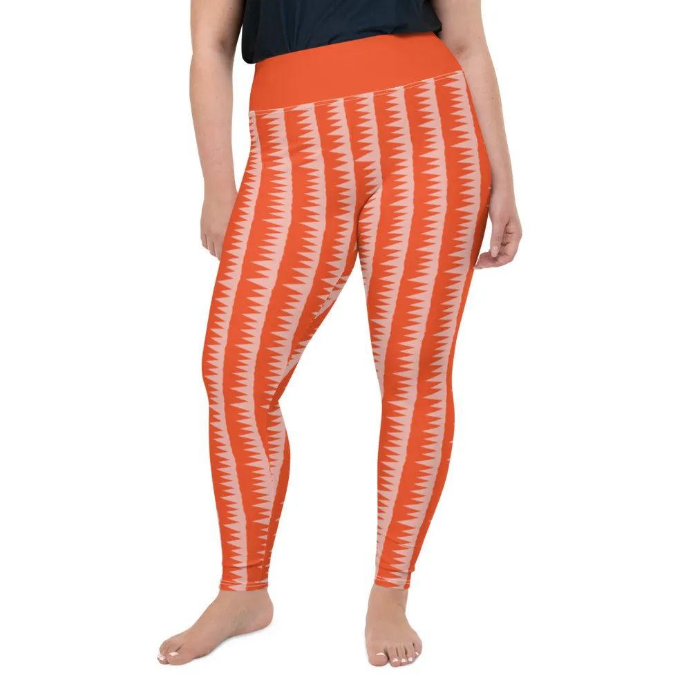 Plus Size Leggings, Tiger Teeth Pink